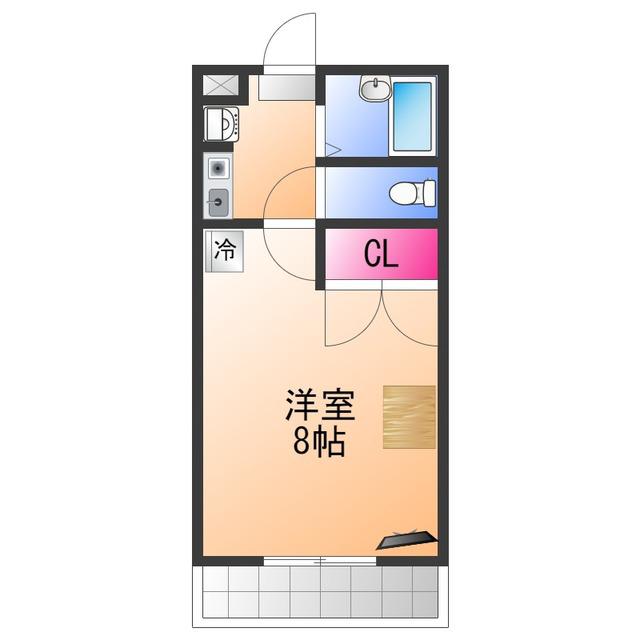 レオパレスクリスタルⅡ(1K/1階)の間取り写真