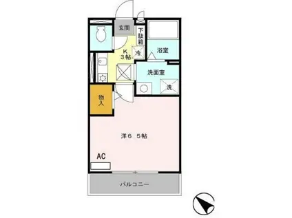 ロワールHINENO(1K/1階)の間取り写真