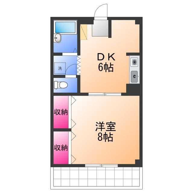 エスポワールSAKAI(1DK/2階)の間取り写真