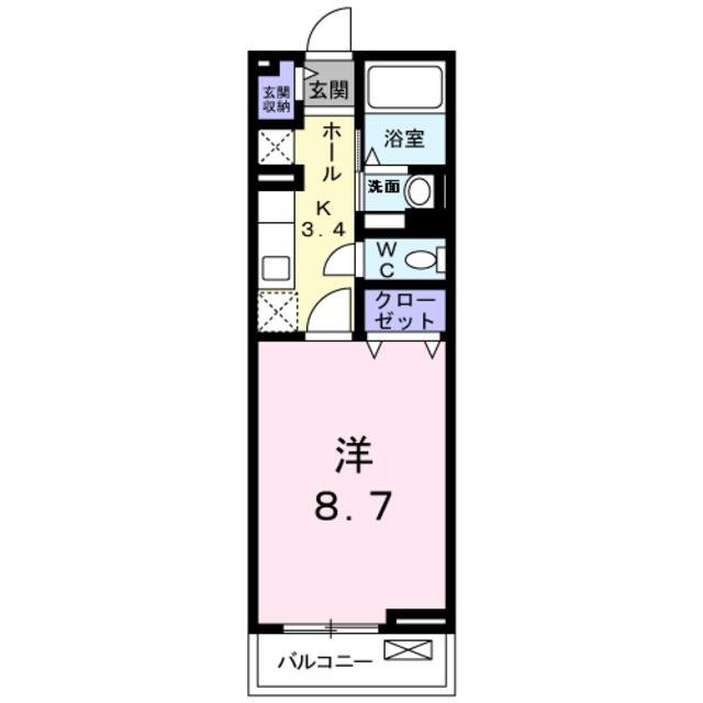 ポート泉佐野A棟(1K/2階)の間取り写真