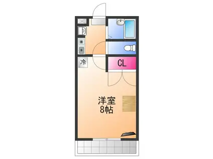 レオパレスクリスタルⅡ(1K/1階)の間取り写真