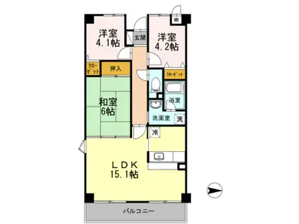 ドミールまつなみ(3LDK/3階)の間取り写真