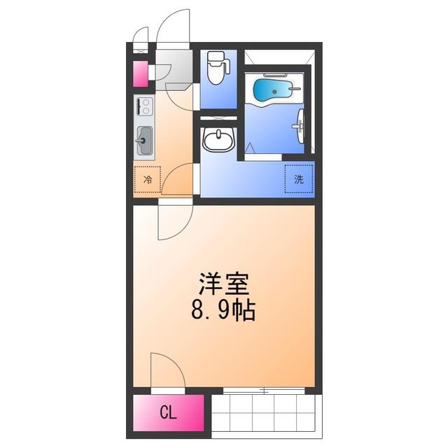 クレイノアペルト泉佐野Ⅱ(1K/1階)の間取り写真