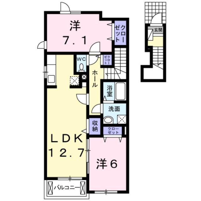 エアリーレジデンス(2LDK/2階)の間取り写真
