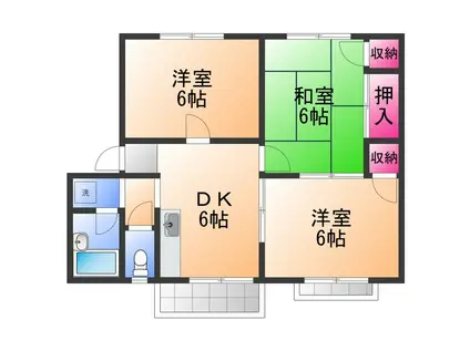 コンフィアンス(3DK/2階)の間取り写真