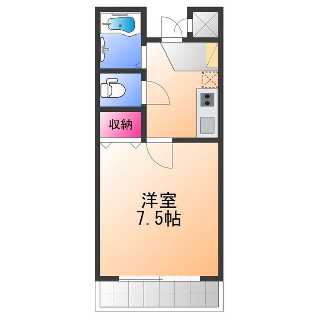 ミヤコピア高松(1K/2階)の間取り写真