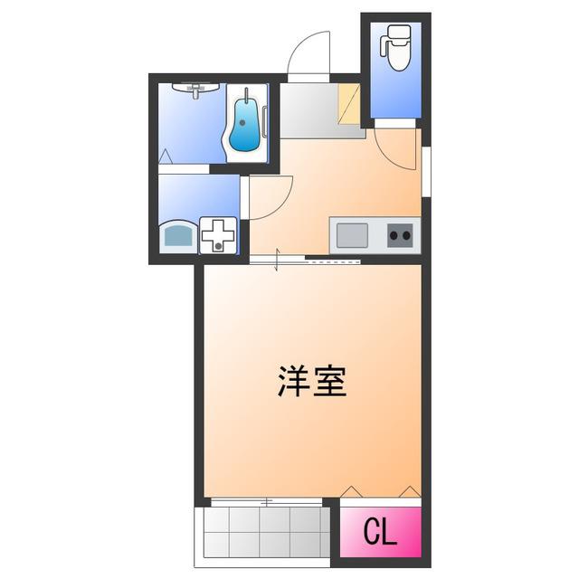 ダイバーシティ五門西(1K/2階)の間取り写真