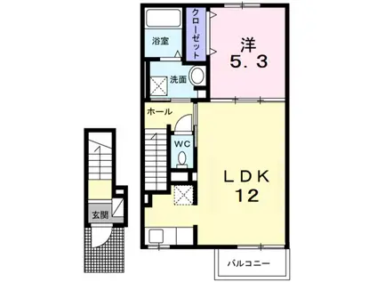 ディアコート 加守(1LDK/2階)の間取り写真