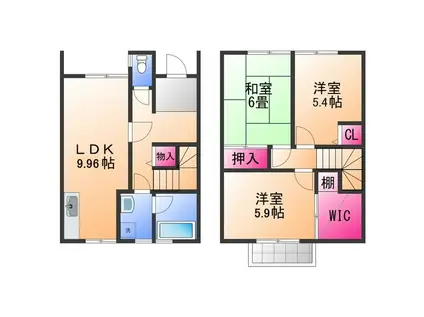 フジパレス忠岡B棟(3LDK/2階)の間取り写真