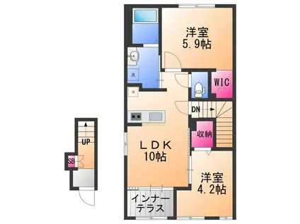 ストレリチア(2LDK/2階)の間取り写真
