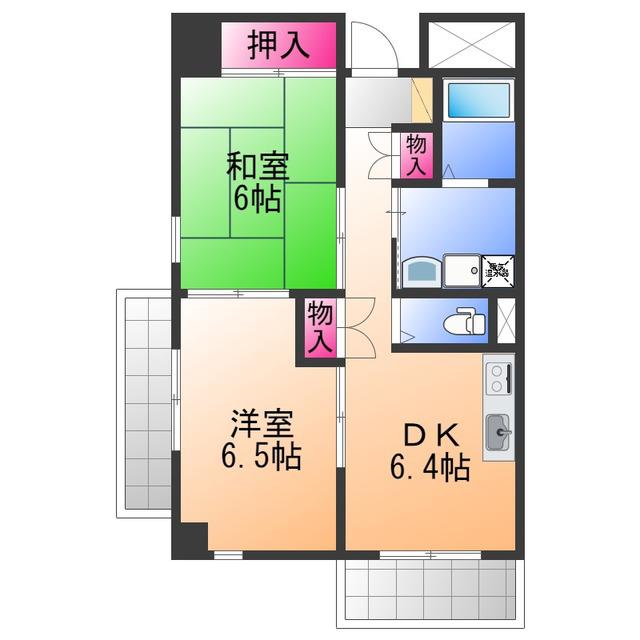 サンロワール和泉砂川(2DK/4階)の間取り写真