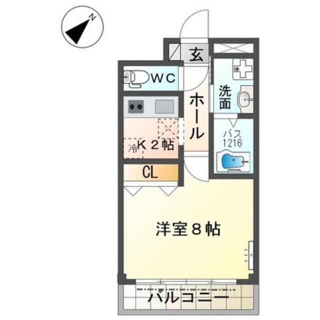 りんくうヴェルジェ(1K/1階)の間取り写真