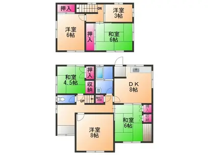 阪和線 東佐野駅 徒歩26分 2階建 築46年(5SDK)の間取り写真