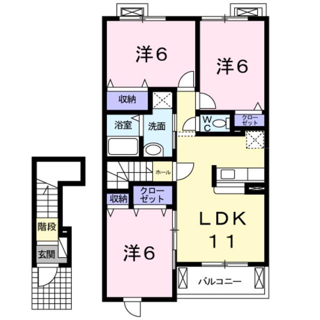 フェリシア(3LDK/2階)の間取り写真
