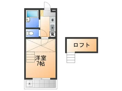 ウエストハッピー(1K/3階)の間取り写真