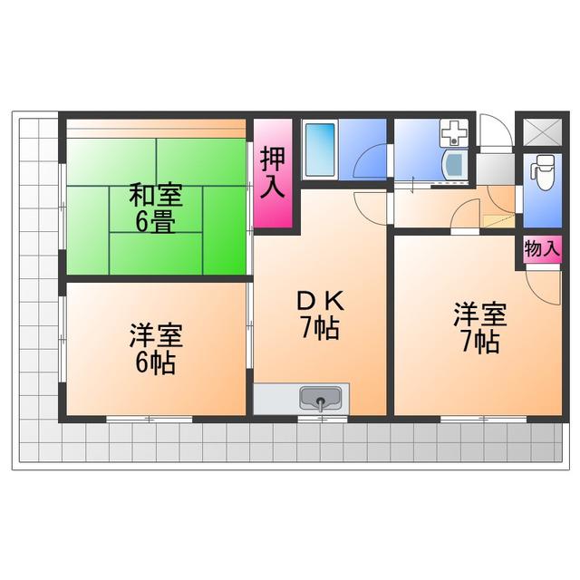 プレステージアスカ(3DK/3階)の間取り写真