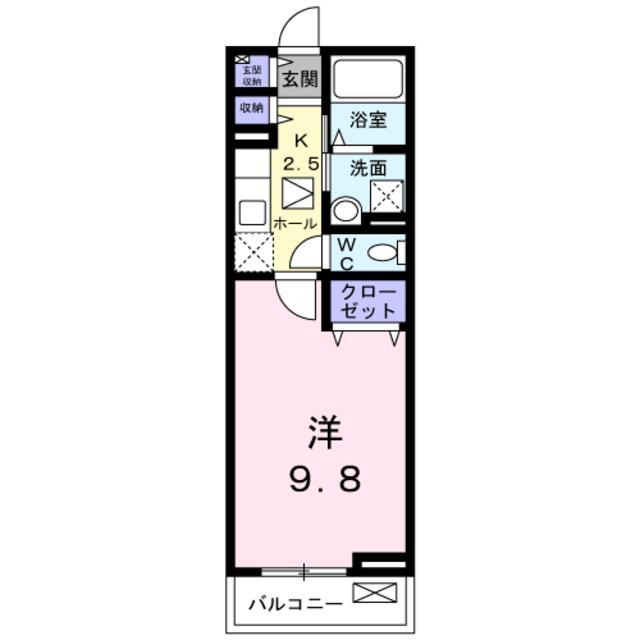 シースターメゾン(1K/2階)の間取り写真