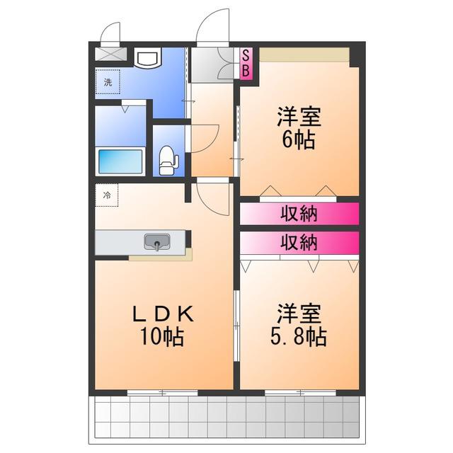 ロイヤルコート(2LDK/2階)の間取り写真