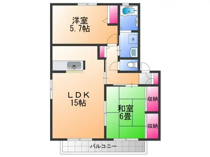 シャンテ葵(2LDK/2階)の間取り写真