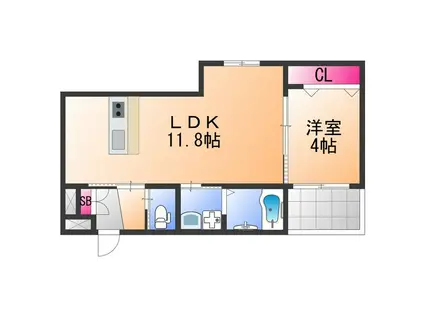 ARCAりんくうⅠ(1LDK/2階)の間取り写真
