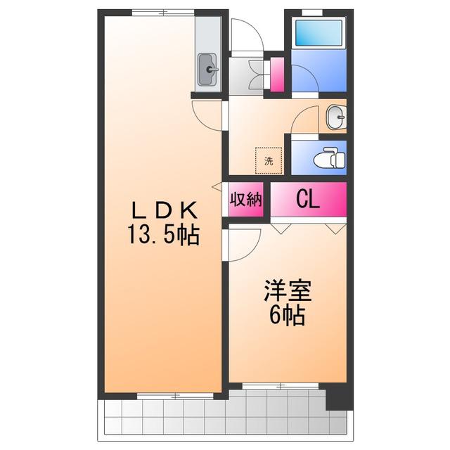 佐野湊団地 1号棟(1LDK/14階)の間取り写真