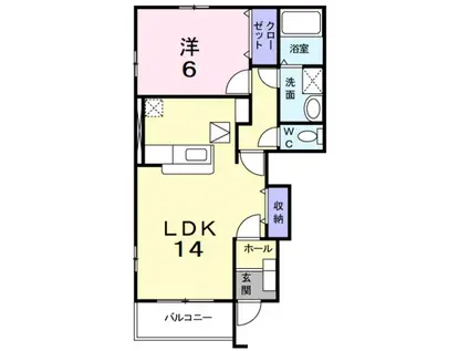 グラン・オリゾンA棟(1LDK/1階)の間取り写真