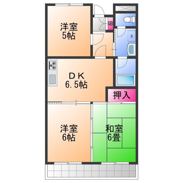ベルトピア忠岡北A棟(3DK/1階)の間取り写真