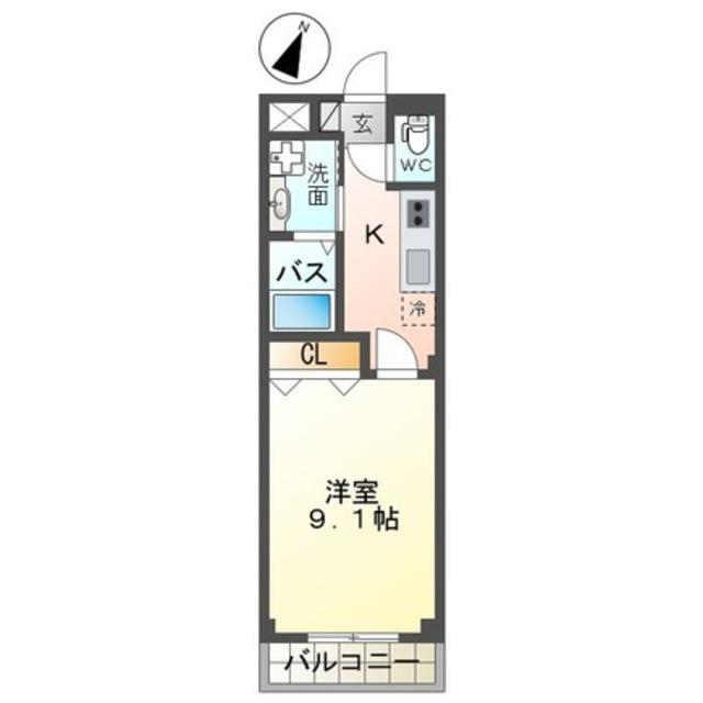 ラァマテラス(1K/2階)の間取り写真