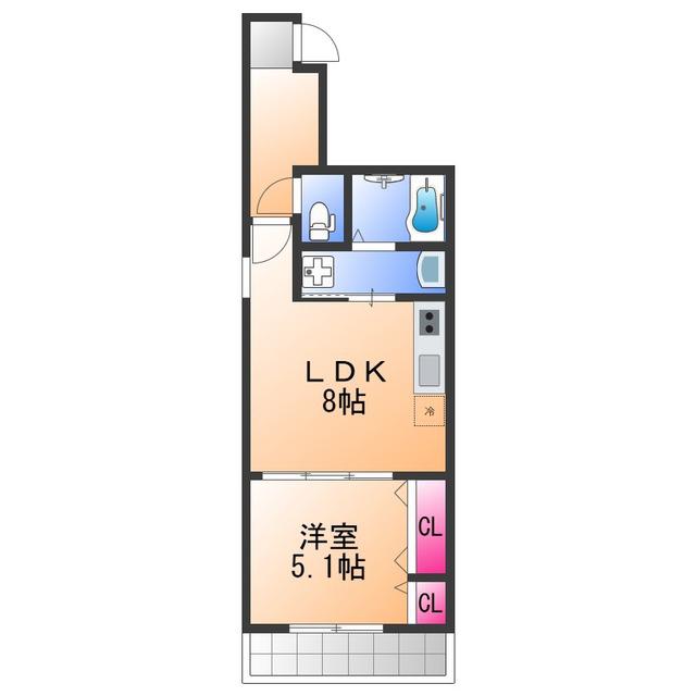 フジパレス春木駅北Ⅱ番館(1LDK/2階)の間取り写真