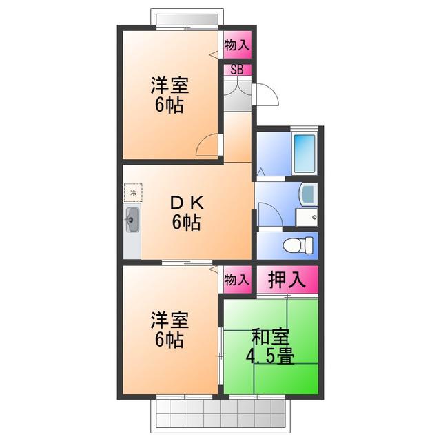 サングレース A棟(3DK/2階)の間取り写真