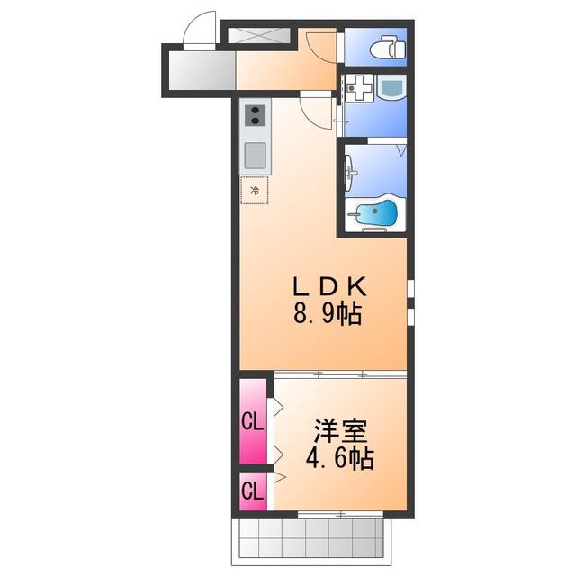 フジパレス岸和田下松(1LDK/2階)の間取り写真