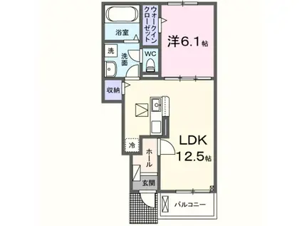 フォンターナ西大路(1LDK/1階)の間取り写真