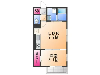 ラ・フォンテ久米田(1LDK/1階)の間取り写真