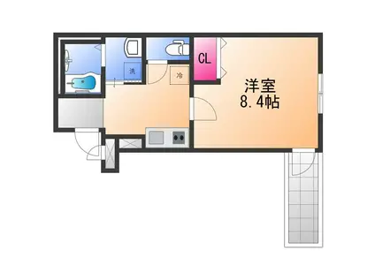 フジパレス三国ヶ丘Ⅲ番館(1K/1階)の間取り写真