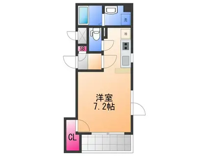 PRIMO鳳(1K/3階)の間取り写真