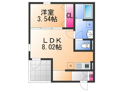 FSTYLE西取石2号館(1LDK/2階)の間取り写真