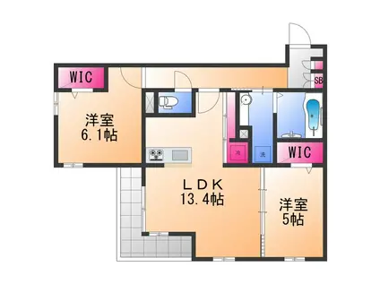 パサログランデ上野芝(2LDK/1階)の間取り写真