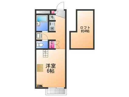 レオパレス森の泉(1K/2階)の間取り写真