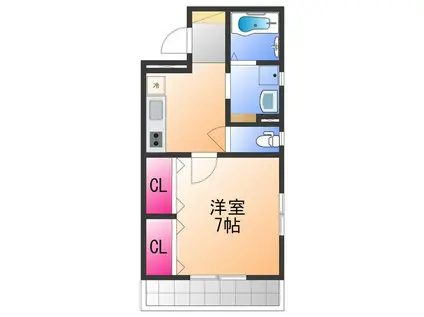 FELIZ和泉府中A棟(1K/2階)の間取り写真