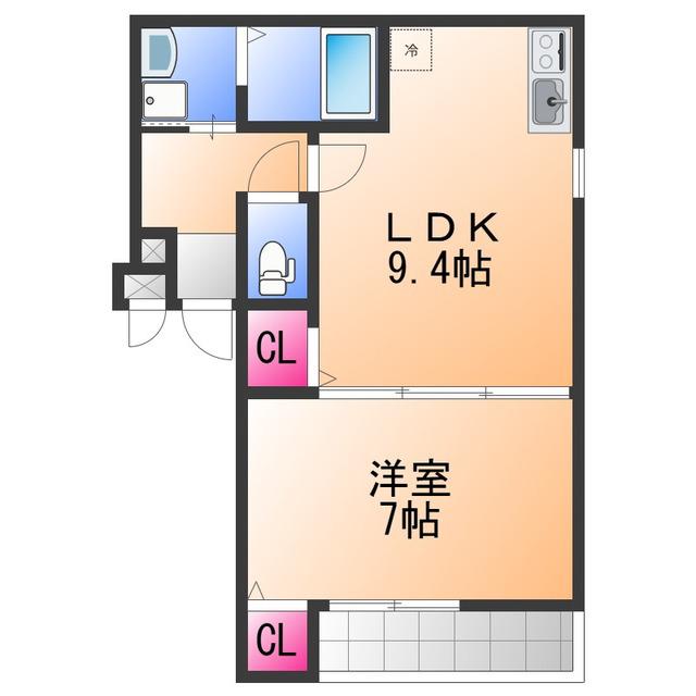 リバーサイドレジデンス(1LDK/2階)の間取り写真