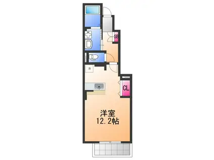 GARDEN泉(ワンルーム/1階)の間取り写真