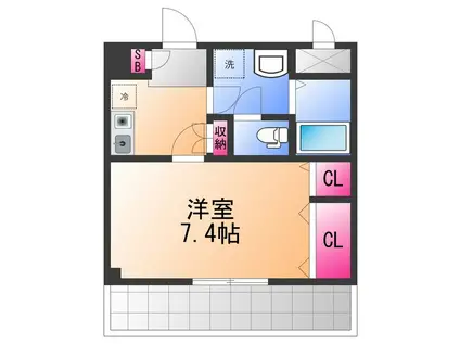 ハピネス蔵(1K/2階)の間取り写真