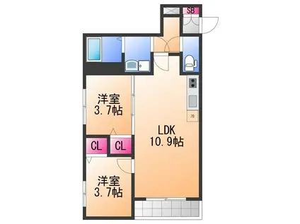 AVANTIO泉佐野(2LDK/1階)の間取り写真