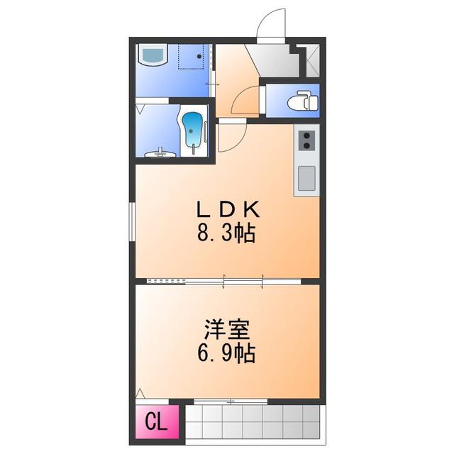 フジパレス幸栄(1LDK/2階)の間取り写真