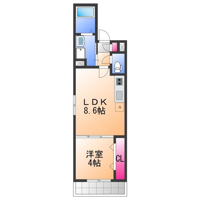 ロジェ泉佐野(1LDK/3階)の間取り写真