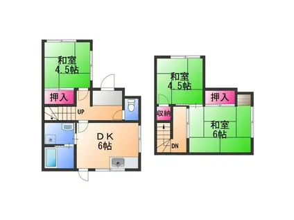 南海電鉄南海本線 鳥取ノ荘駅 徒歩21分 2階建 築50年(3DK)の間取り写真
