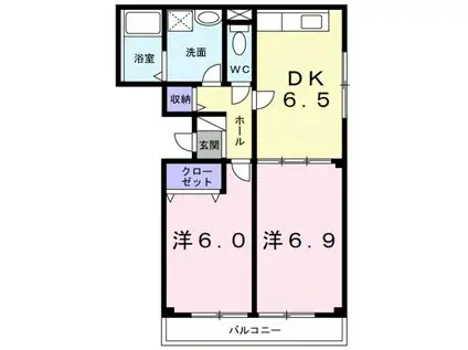 ファミールミサキ(2DK/2階)の間取り写真