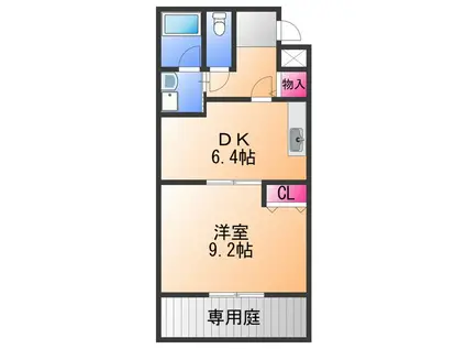 フジパレス式内町Ⅲ番館(1DK/1階)の間取り写真