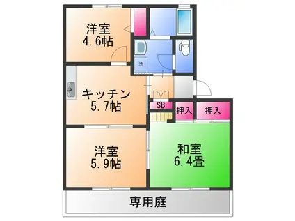 コスモスハイツ郷(3K/1階)の間取り写真