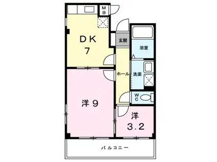 メゾンピュア(2DK/2階)の間取り写真